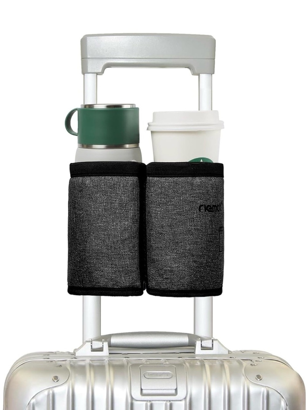 Riemot Luggage Travel Cup Holder Double Drink Caddy For Roll-On Suitcase Handles